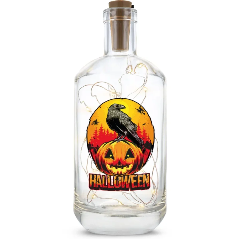 Halloween-Flaschenlicht „Rabe“ mit LED-Lichterkette