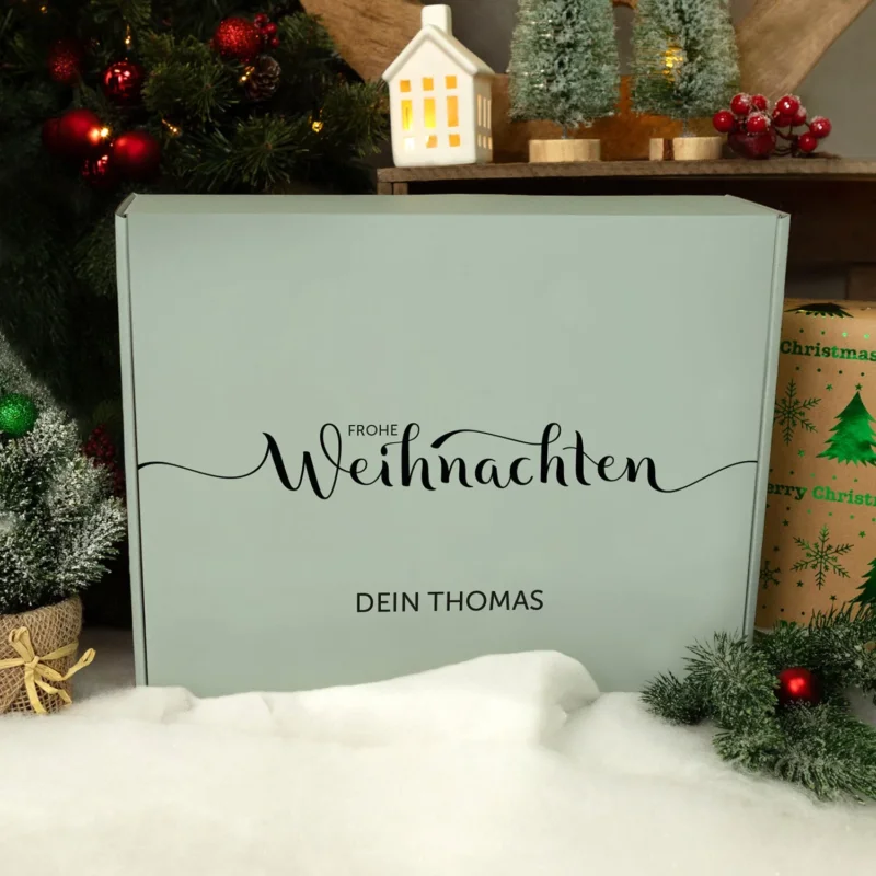 Personalisierte DIY-Geschenkbox Frohe Weihnachten mit Wunschtext