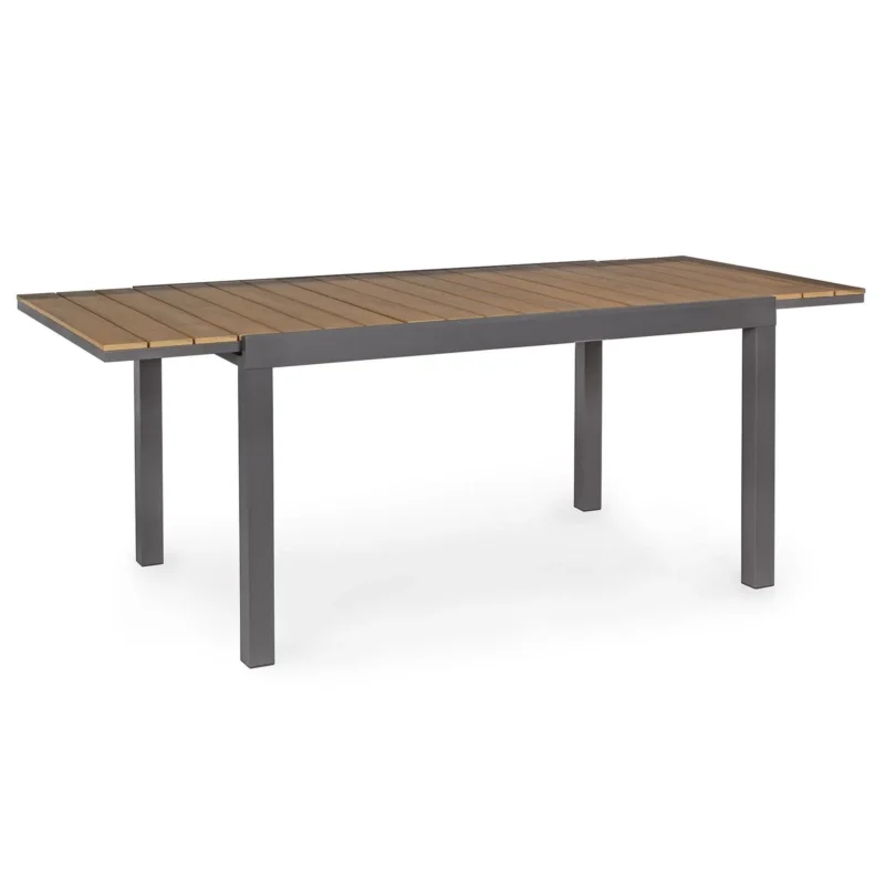 Ausziehbarer Tisch "Elias" aus lackiertem Aluminium und Polywood für Garten und Veranda 140/200 cm