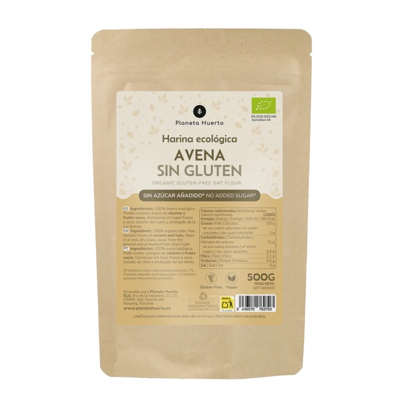 Harina de Avena Sin Gluten ECO Planeta Huerto 500 g