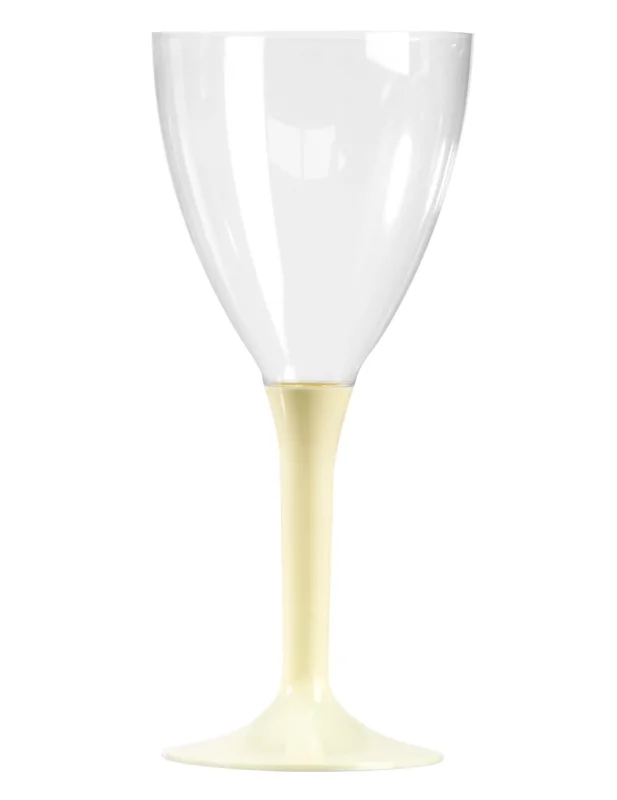 Verre à vin en plastique pour fête transparent avec pied ivoire