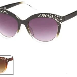 Sonnenbrille Cateye Perlen Glaskristalle 400 UV getönt braun schwarz