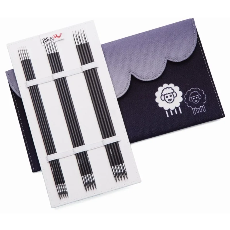 KnitPro Nadelset Nadelspiel Karbonz 15 cm, je 5 Nadeln 2,0 2,5 3,0 3,5 4,0 mm