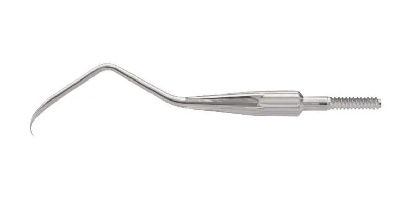 Zahnärztlicher Quik-Tip Scaler M23A aus Edelstahl mit gebogener Spitze.