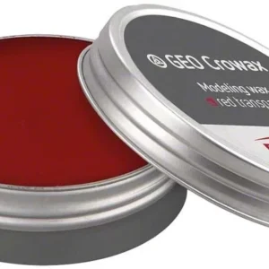 GEO Crowax Modellierwachs rot-transparent in geöffneter Metalldose.