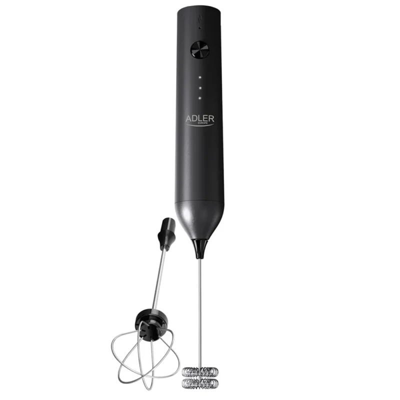 Adler AD 4533 Milchaufschäumer 2-in-1, wiederaufladbar, 3 Geschwindigkeiten, Edelstahl-Aufsätze, USB-C