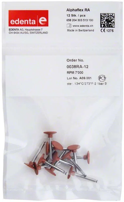Alphaflex Polierer braun Rad RA in transparenter Verpackung.