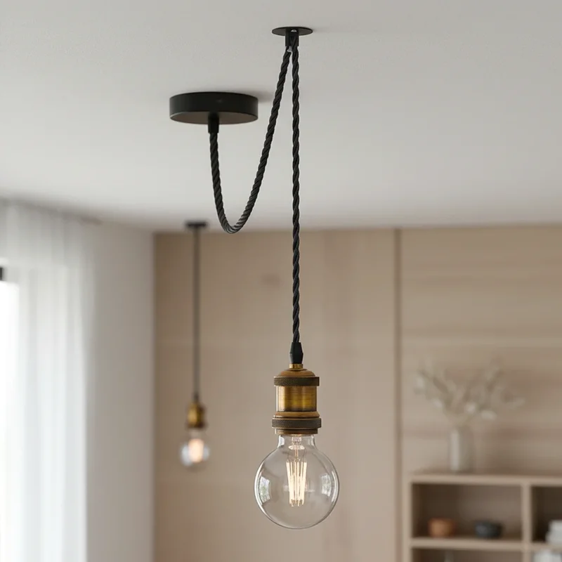Retro Minimalistische Spinnen-Hängeleuchte mit Kabel und E27-Fassung ~ 3641