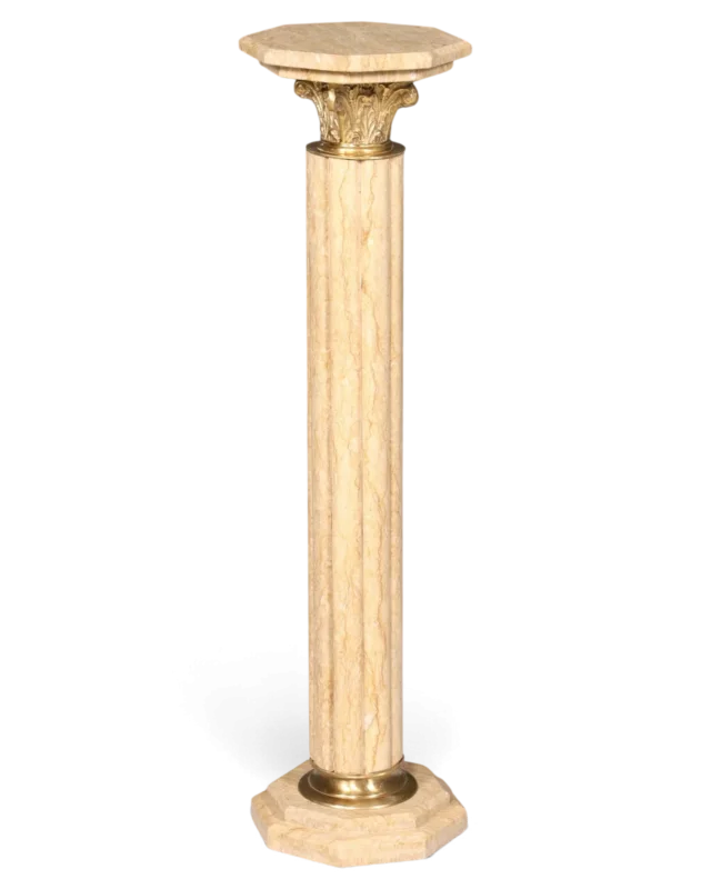 Wunderschöne Barock Stil SÀule Louis XV Marmor BlumensÀule Naturstein Beige Sockel Ablage 1 von 2