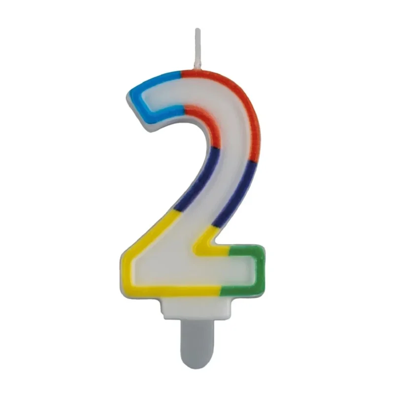 2 Jaar Kaars Gekleurde Rand 7cm van VDV Benefit koop je bij Partywinkel