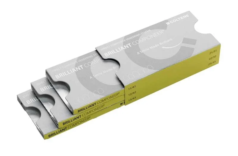BRILLIANT COMPONEER® Set für obere Kieferaufhellung, Translucent, Größe XL, Verpackung.