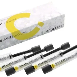 Produktverpackung mit fünf BRILLIANT EverGlow™ Spritzen A1/B1 von COLTENE.