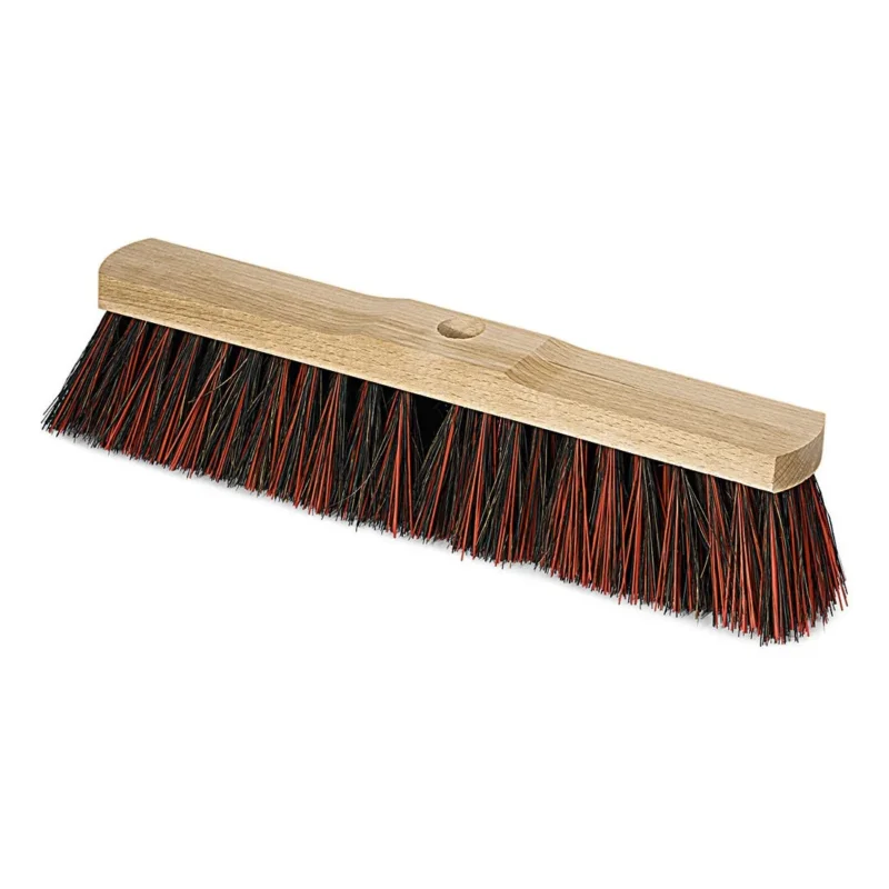 Der Nölle Profi Brush Saalbesen Arenga/Elaston Sattelholz mit Stielloch Besenkopf von Nölle Profi Brush Bürsten- & Pinseltechnik e.K. ist mit dichten schwarz-roten Borsten bestückt und steht auf weißem Grund.