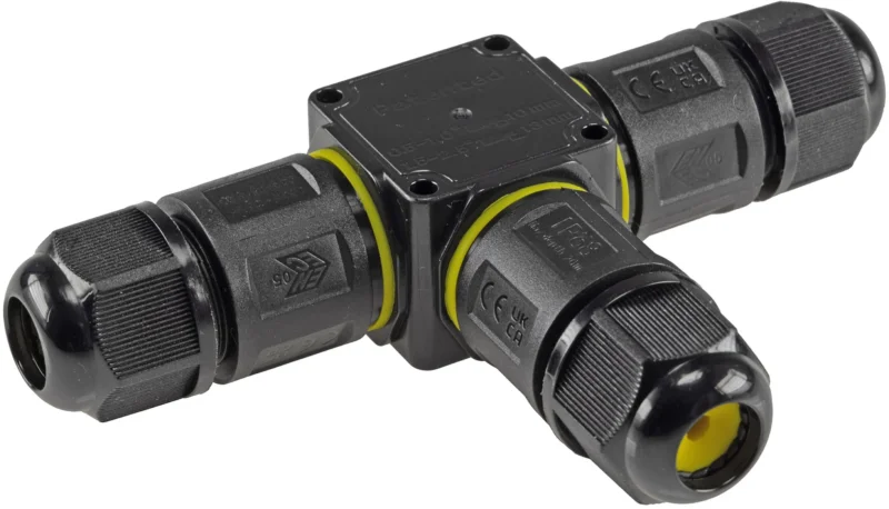 Kabelverbinder T-Form, IP68, 230V Klemmanschluss, für Kabel Ø 6-11mm