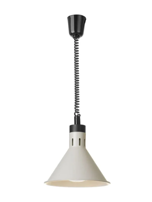 HENDI Höhenverstellbare Wärmelampe – konisch – 230 V / 375 W – Weiß – Ø 275 × H 250 mm – Produktansicht