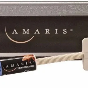 Amaris Spritze Translucent von Voco mit Verpackung und Füllungsmaterial.