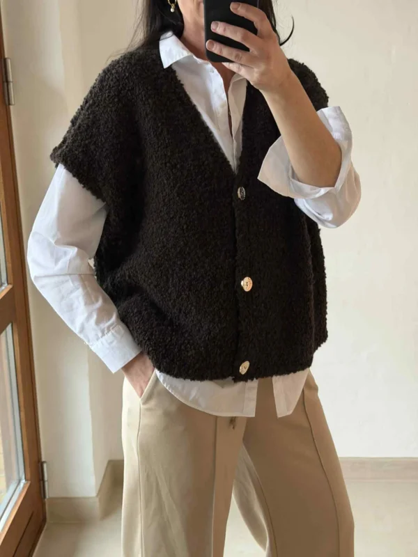 Cardigan mit kurzen Ärmeln - Braun
