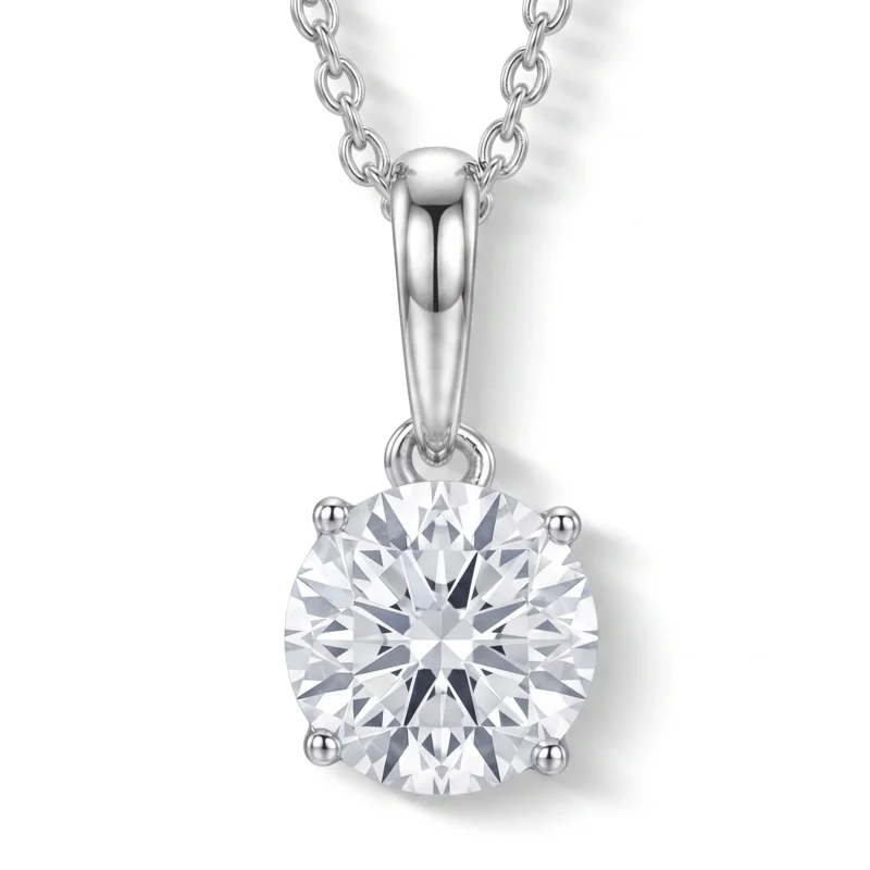 LUXURIANT DIAMOND - Lab Grown Diamant SI-GH,375 Weiß Gold Anhänger mit 925 Silber Kette ca. 50 cm ca. 1.04 ct