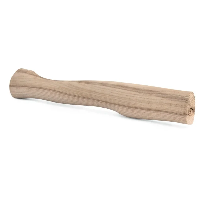 Der Nölle Profi Brush Axt- und Beilstiel lang aus Eschenholz nach DIN 7295 hat eine glatte, geschwungene, unbearbeitete Oberfläche. Von Nölle Profi Brush Bürsten- & Pinseltechnik e.K., abgebildet auf weißem Grund.