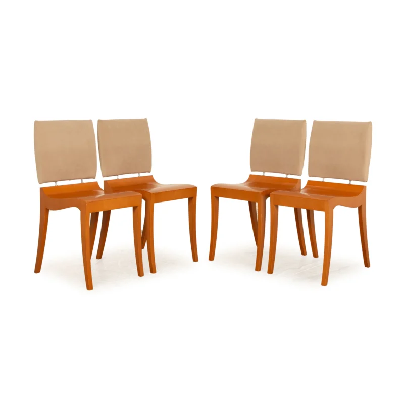 4er Garnitur ligne roset Finn Holz Stuhl Beige Esszimmer