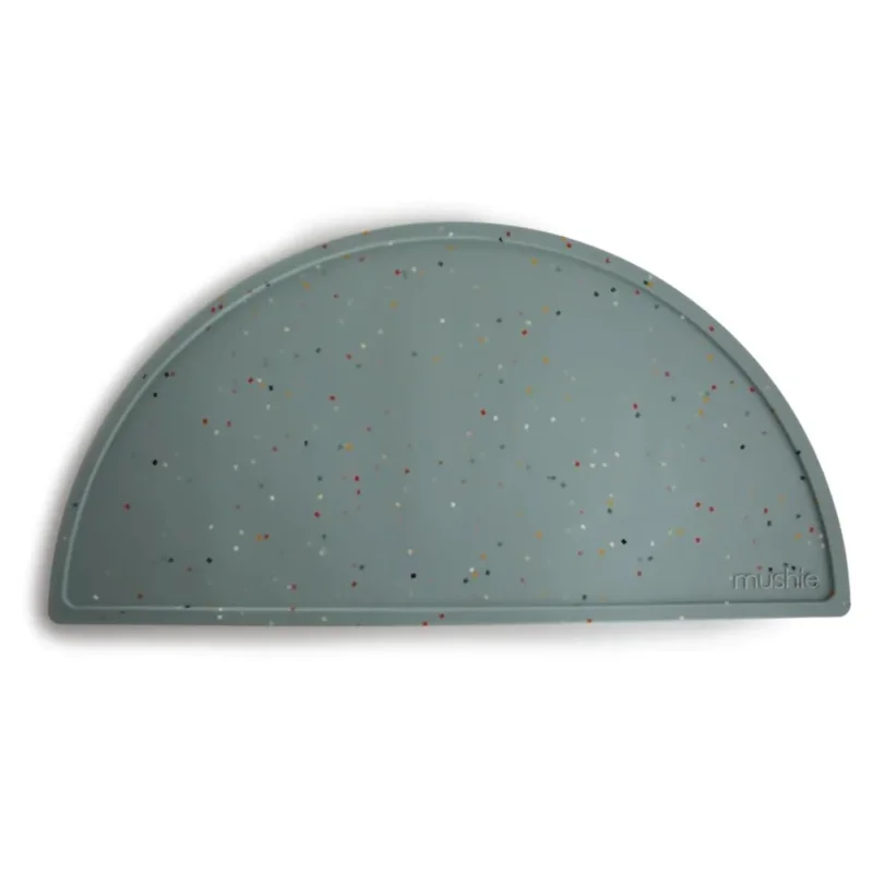 Mushie Silikon-Platzdeckchen, Cambridge Blue Confetti, Tischset, BPA-frei