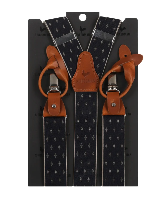 Luxuriöse Lederhosenträger mit Clips und Laschen | Blau