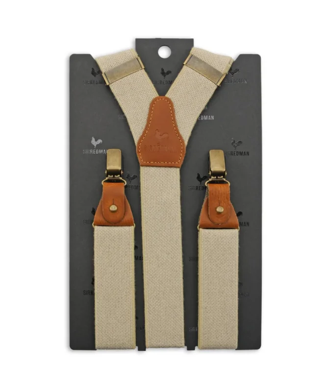 Luxuriöse Lederhosenträger mit Clips und Laschen | Weiß