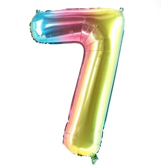 7 Jaar Cijfer Ballon Regenboog Leeg 1m van VDV Benefit koop je bij Partywinkel