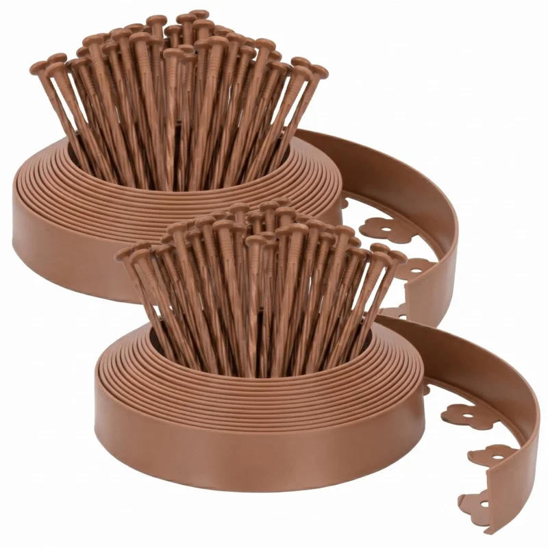 Velway Flexible Rasenkante Kunststoff, Braun, Länge 20m, Höhe 5cm