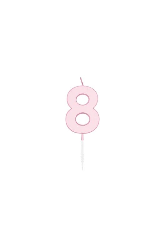 8 Jaar Kaars Roze Pastel 4,5cm van WeFiesta koop je bij Partywinkel