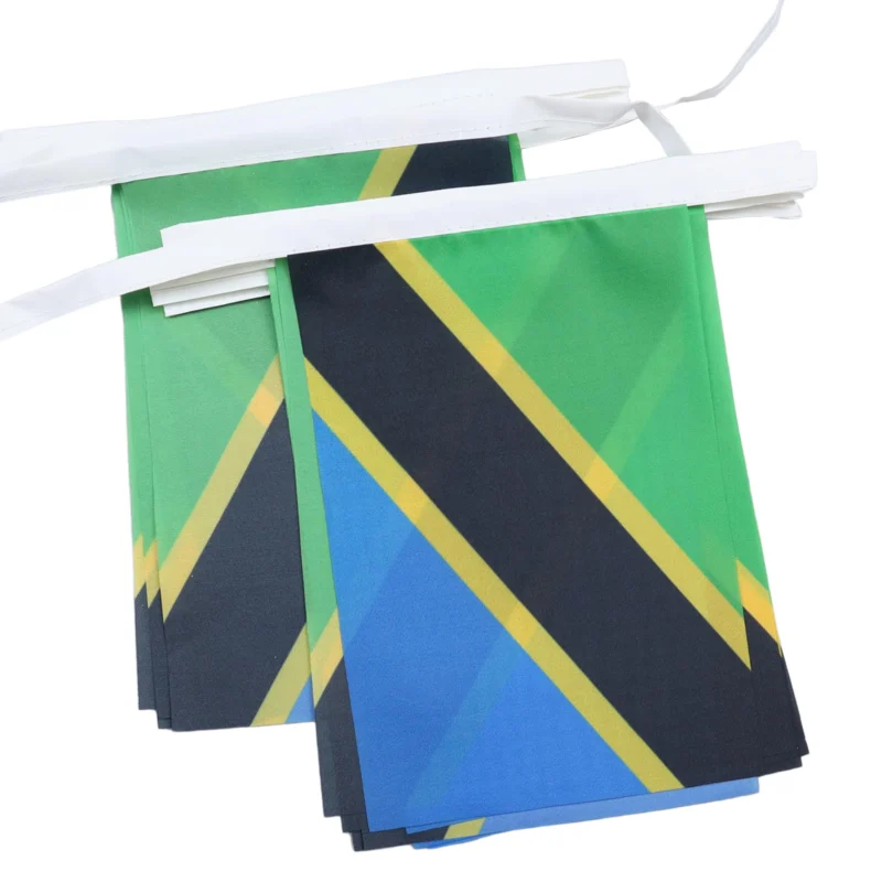 AZ FLAG Wimpelkette Tansania 6 m 20 Flaggen Leichtes Polyester 21x15 cm