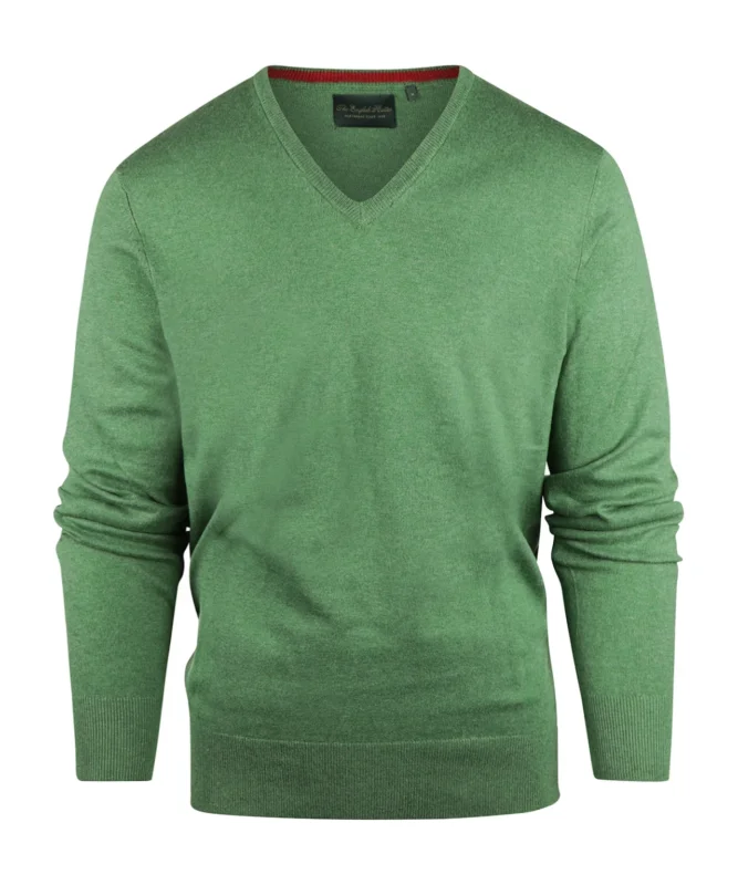 V-Ausschnitt-Pullover aus Baumwolle/Kaschmir | Grün