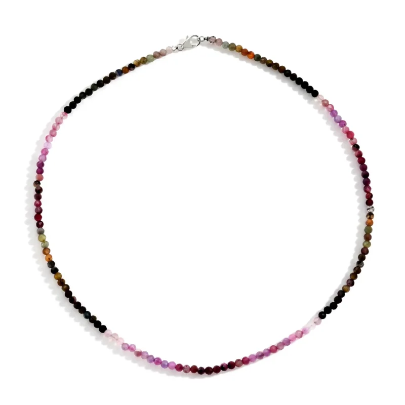 Mehrfarbig-Turmalin Halskette ca. 45 cm 925 Silber ca. 40,00 ct.