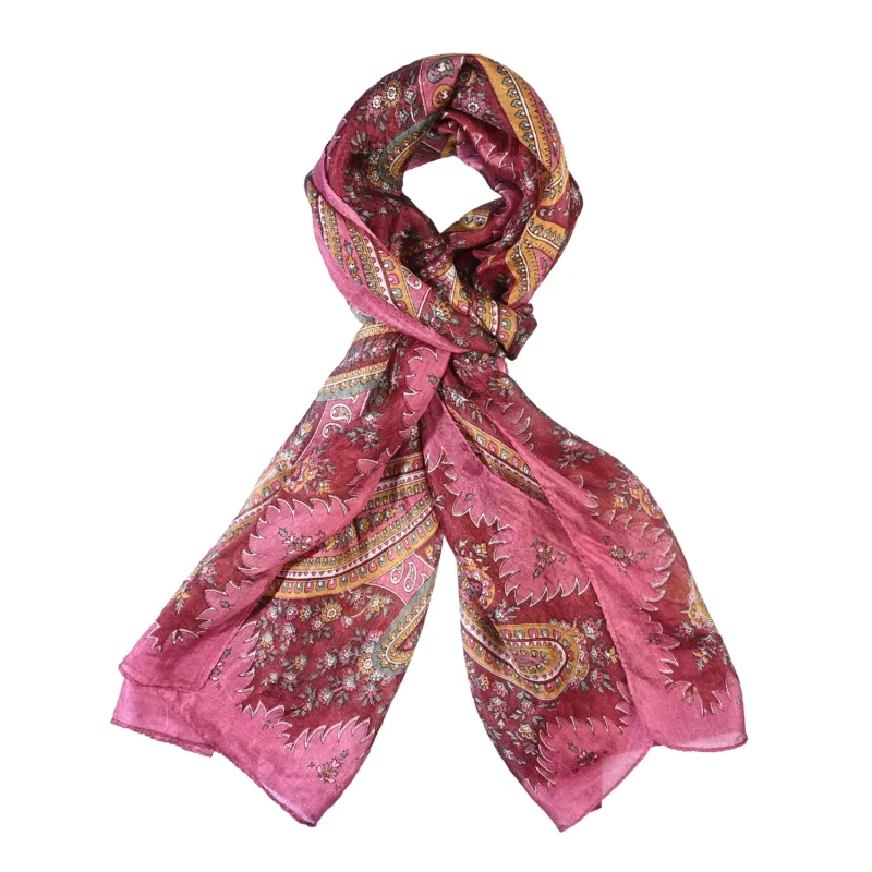LA MAREY Seidenschal, 100 % Seide, Paisley-Muster, 49 x 160 cm, Gold