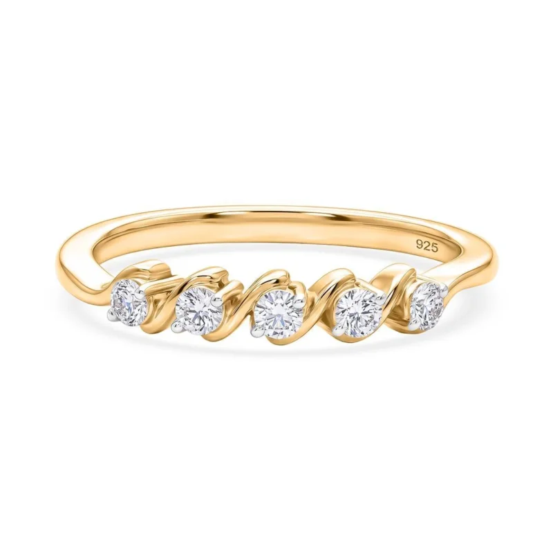 LUXURIANT DIAMOND - Lab Grown Diamant SI-GH Ring 925 Silber 750 Gelbgold vermeil (Größe 21.00) ca. 0,25 ct