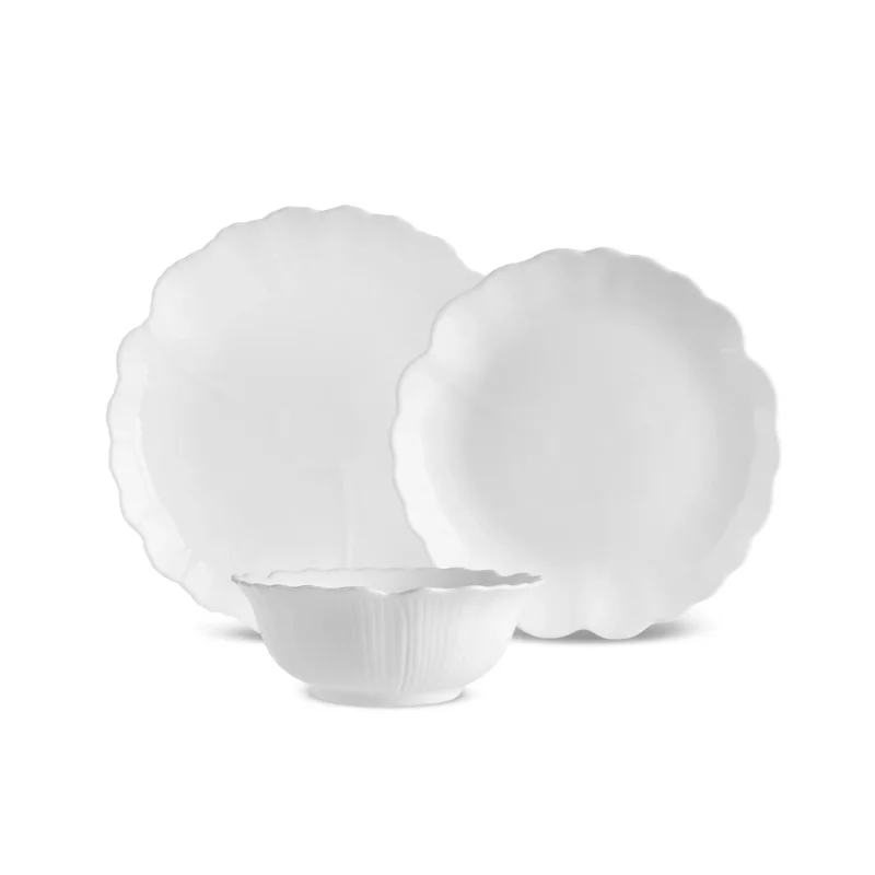 Karaca White Flower Opal Glas Tafelservice 18-teilig für 6 Personen