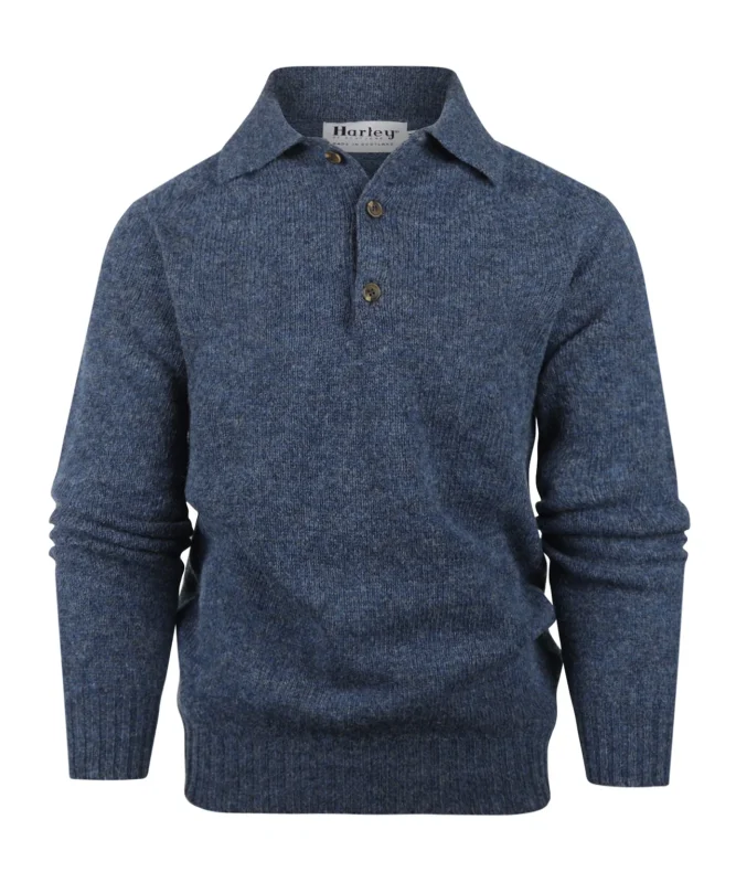 Harley of Scotland Polo-Pullover | Denimblau