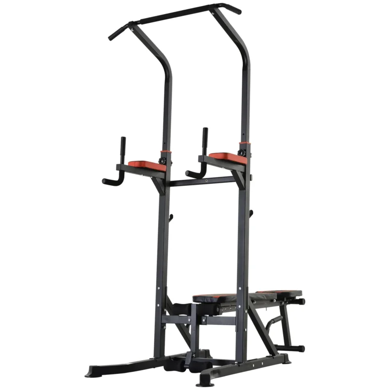 easycomfort easycomfort stazione di allenamento pieghevole multifunzionale in acciaio rosso e nero