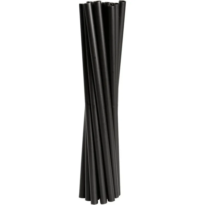 Eine Packung mit 250 schwarzen Mehrweg-Trinkhalmen (19 cm, ø 6 mm) aus PP von Abena Re-Seller GmbH bietet die nachhaltige Alternative für umweltbewusstes Trinken.