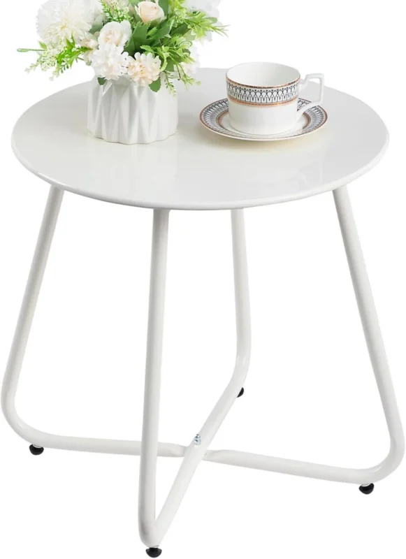 Beistelltisch Outdoor Balkontisch Gartentisch Rund Metall Wetterfest