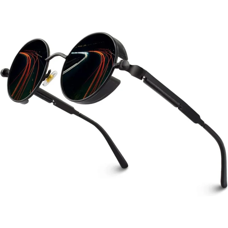 CGID Sonnenbrille Herren Rund Polarisiert Retro Steampunk