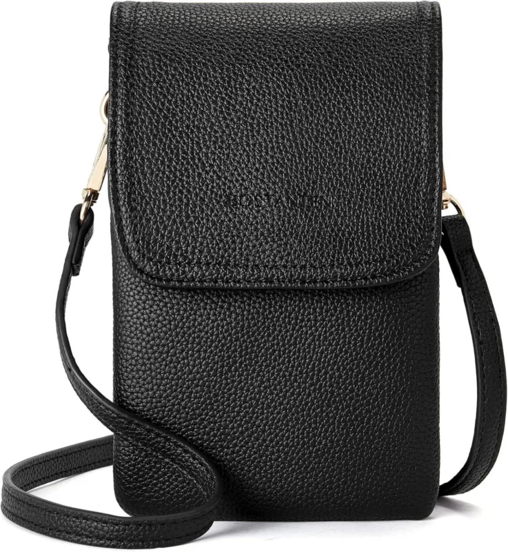Handytasche PU Leder Umhängetasche Damen Schwarz
