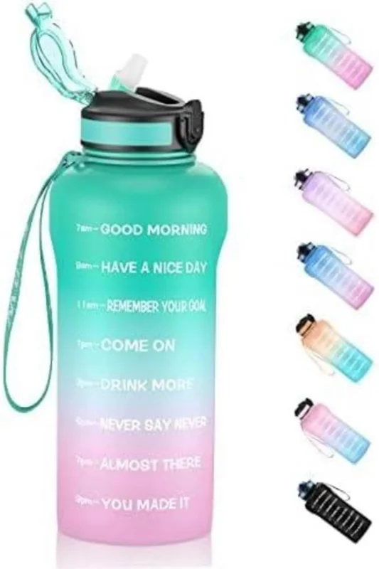 ETDW Sport Trinkflasche 2 Liter Strohhalm BPA Frei Auslaufsicher