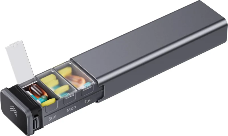 Tablettenbox 7 Tage Aluminium Pillenbox Vitamine Medikamente Grau