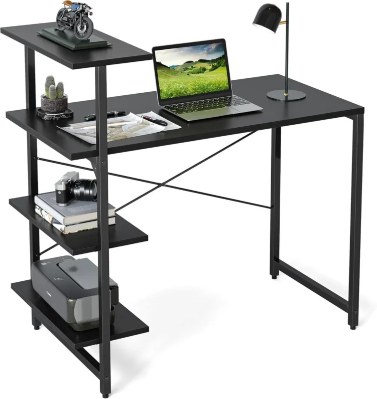 Kleiner Schreibtisch mit Regal 100x50cm Stahlgestell Computertisch