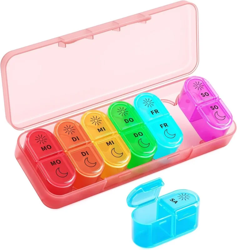 Tablettenbox 14 Tage Pillendose 2 Fächer Medikamenten Organizer
