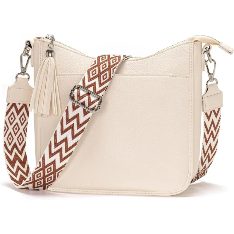 Handtasche Damen Mittelgroß Umhängetasche Crossbody Beige