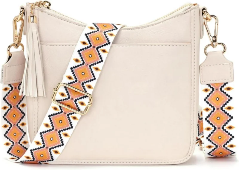 Kleine Crossbody Umhängetasche mit RFID-Blockierung Beige