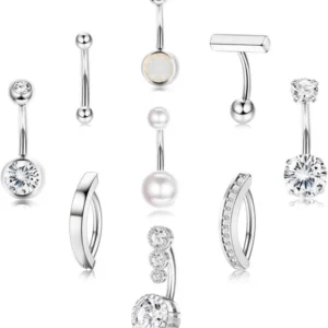 9er Set Bauchnabelpiercing Ringe 14ga 10mm Clicker Schmuck