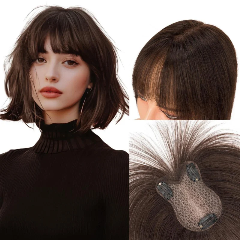 Clip-in Pony Echthaar #02 Dunkelbraun – Haar Topper für Dünnes Haar